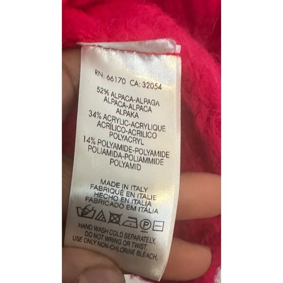 Anthropologie Sweater Sleeping on Snow Hot Pink Alpaca Open Knit Size Medium - Picture 7 of 7